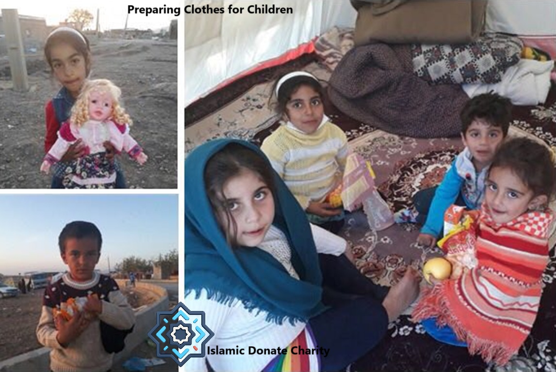 Sadaqah for Month of Safar helps children with clothes and food using BNB. Preparing Clothes for Children serves those in need.