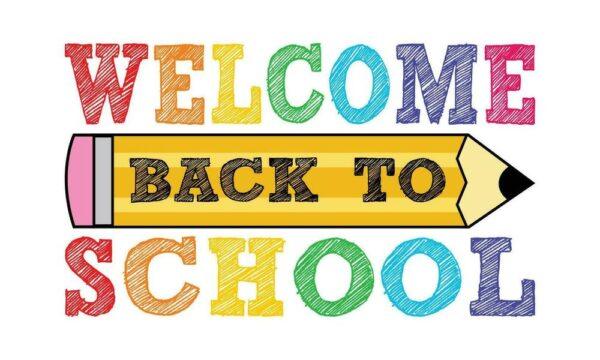 A colorful graphic with the words Welcome Back to School, set against a yellow pencil. Crypto donations, such as SOL, support orphan education goals.