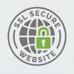 SSL Certificate Islamic Donate Charity. SSL Secure Website badge with a green padlock over a globe icon, indicating a secure online transaction. This signifies safety for crypto donations.